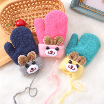 Baby Knitted Mittens Warm Cute Infant Winter Gloves Rabbit Shaped 0-3y