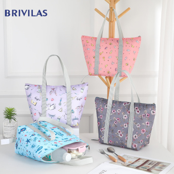 Brivilas print lunch bag women high quality portable cooler bags hand waterproof Picnic travel breakfast food box pack kids new