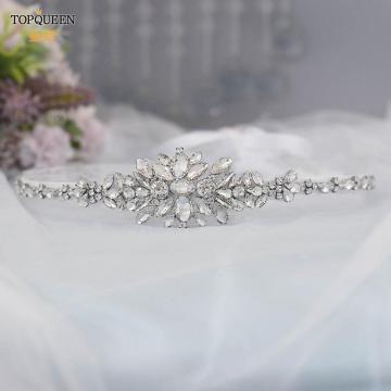 TOPQUEEN S352 Wedding Belt Luxury Clear Crystal Rhinestone Bridal Sash Belt Bridal Sash Belt Strap Rrhinestones Wedding Garter