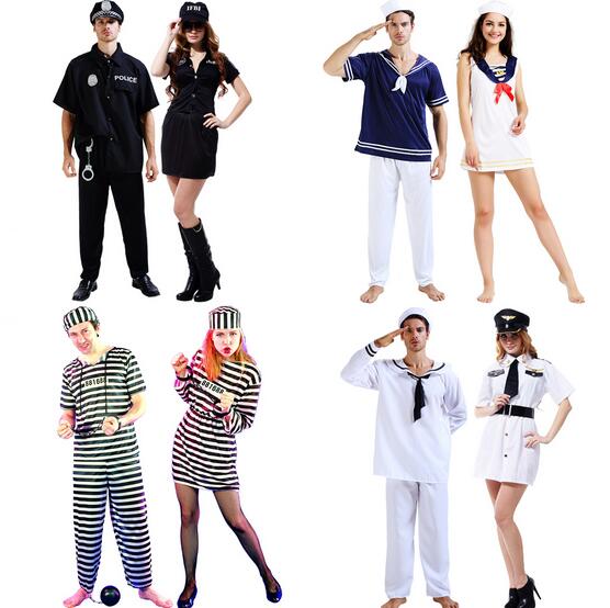 2016 Superior quality Halloween Police Sailor Dress For Adult Police Uniform Prisoner Costume Fireman Halloween Costumes