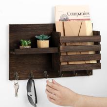 Wall Mounted Mail Organizer with 6 Key Hooks