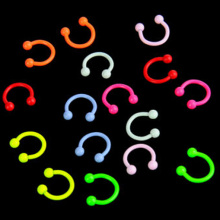 2 pieces 1.2x8x3mm Body Jewelry Nose Ring neon colors Circulars Horseshoes Eyebrow Rings fluorescence Tragus BCR Navel Piercing