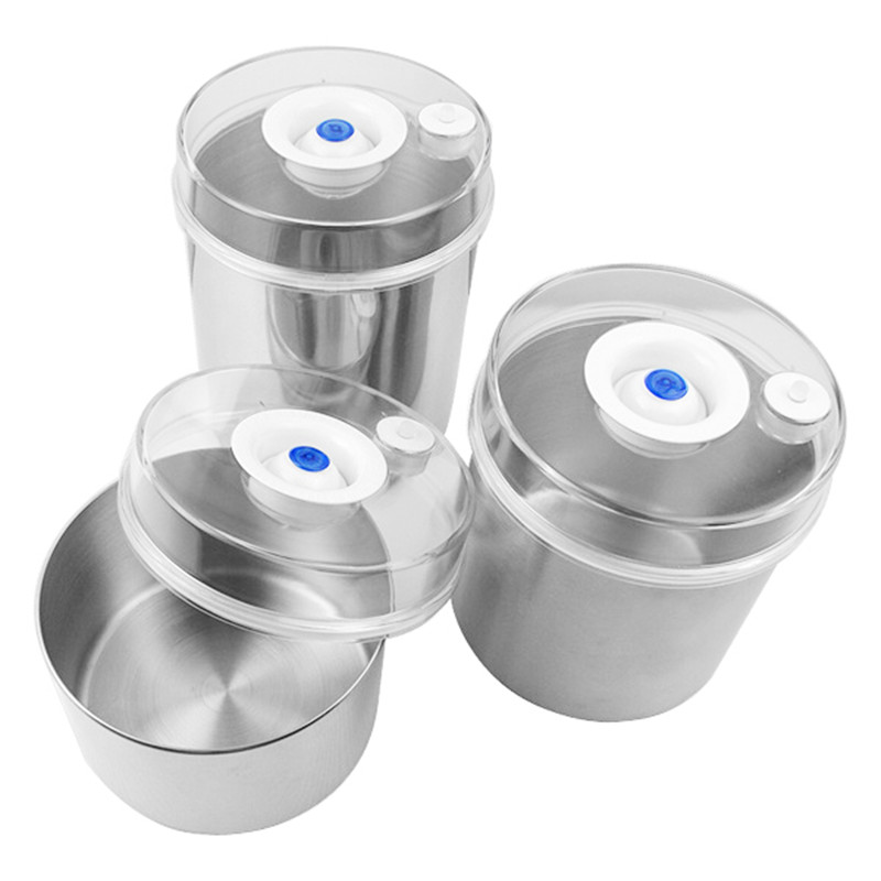 Vacuum Food Container Stainless Steel Kitchen Storage Vacuum Canister Kitchen Jars for Coffee Orange color