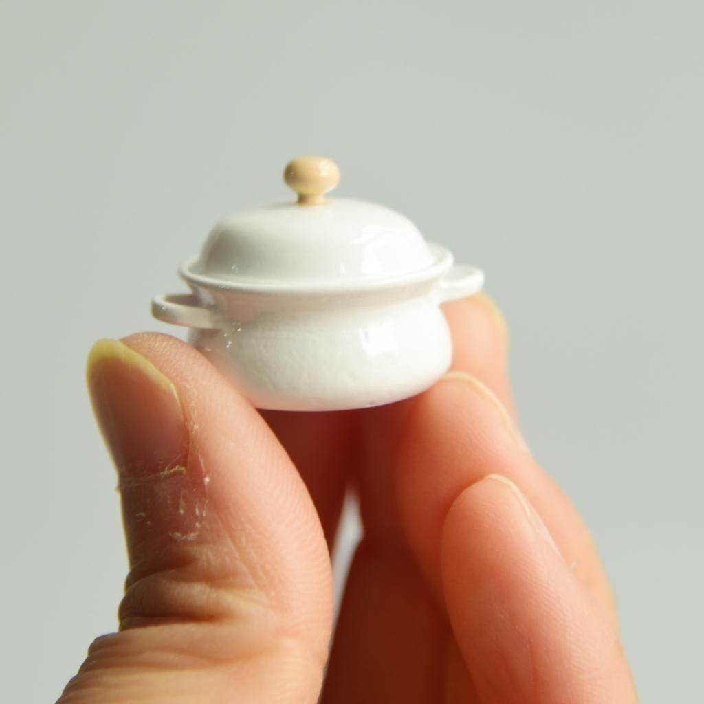 Fashion Miniature Candy Color Soup Pot Dollhouse Accessory Gift Toy - White