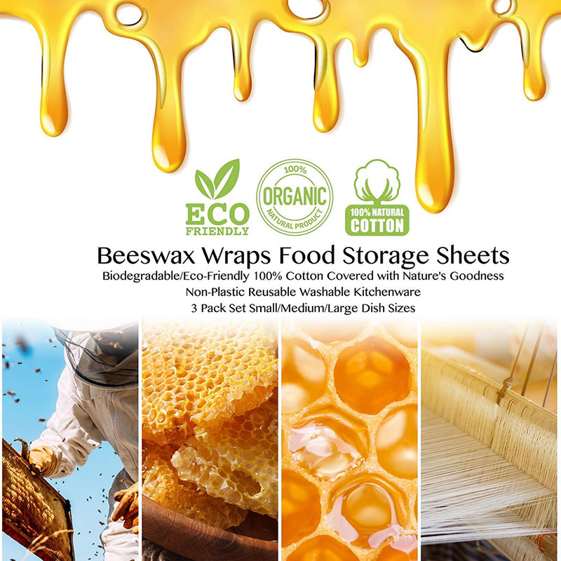 Zero Waste Reusable Storage Wrap Sustainable Organic Cheese Food Wrapping Paper BPA & Plastic Free Beeswax Food Wrap