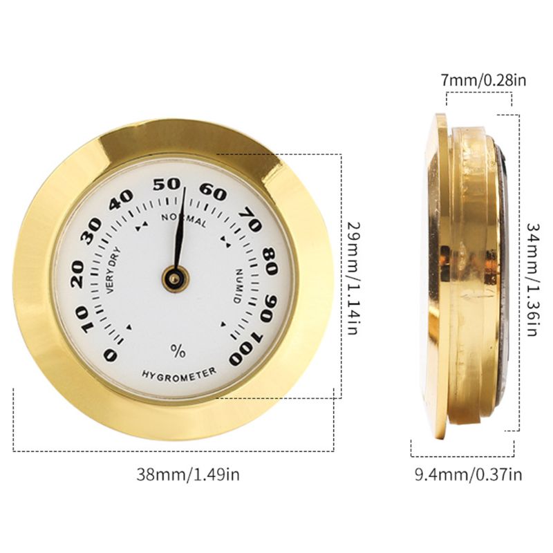 38mm Hygrometer Moisture Meter Cigar Accessories for Tobacco Hygrometer Humidor Humidity Sensitive Gauge