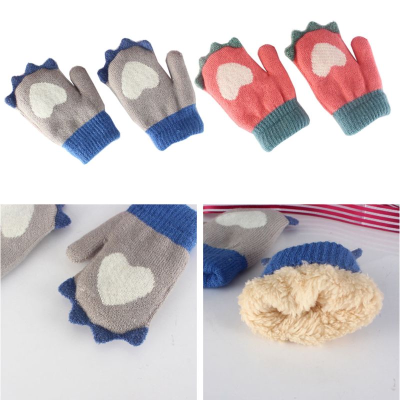 Winter Outdoor Baby Boys Girls Knitted Gloves Children Warm Full Finger Mittens