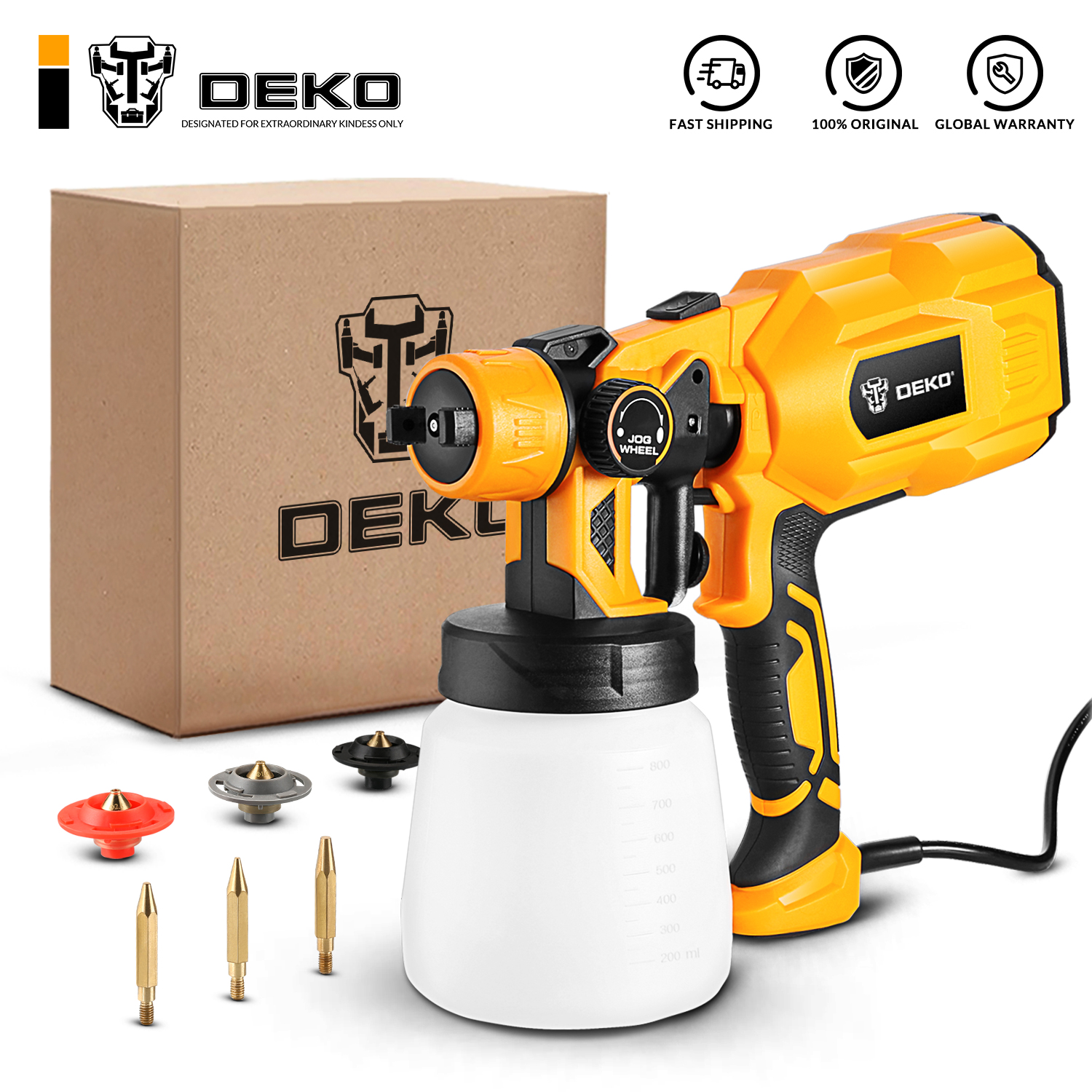 DEKO 550W Electric Handheld Spray Gun, 3 Nozzle Sizes,HVLP Spay Gun,For Painting Wood ,Furniture, Wall,Easy Spraying by DKSG55K1
