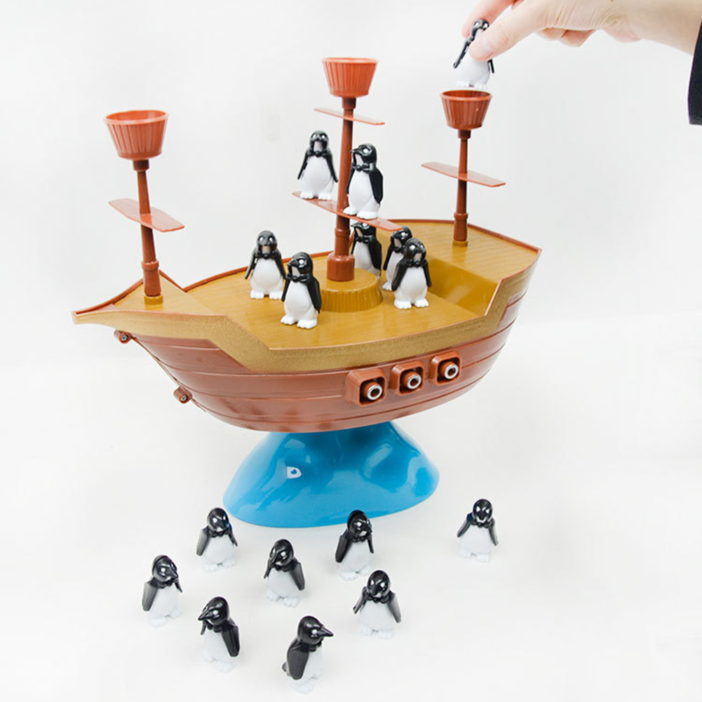 Kids Balancing Board Game Toy Funny Pirate Boat Penguin Balancing Board Game Desktop Interactive Kids Toy