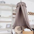 Nordic Kid Baby Bed Canopy Round Pompom Dome Hanging Mosquito Net Play Tent Hanging Bedroom Decor Pompom Decor