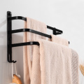 Towel Holder Black Towel Rack Hanging Holder Three Layer Towel Bar Aluminum Bathroom Shelf Shower Organizer Toilet Paper Holder