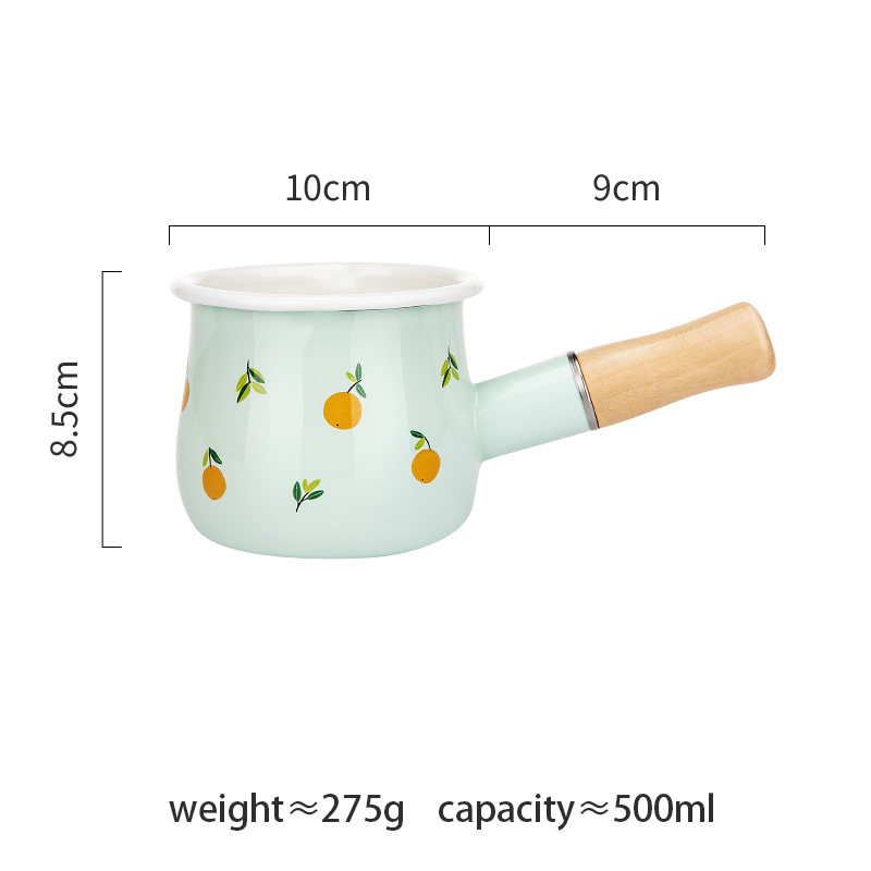MDZF SWEETHOME 500ml Enamel Milk Pot With Wooden Handle Gas Stove Induction Cooke Baby Breakfast Milk Coffee Saucepan Cookware