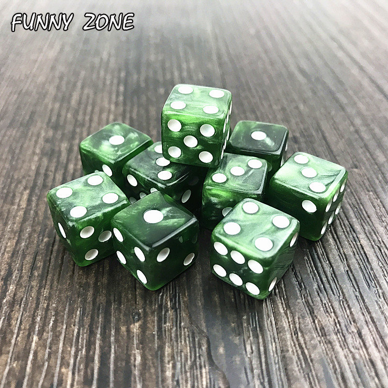 10pc/set 12MM High Quality Dice d6 Marble effect with white/black dots dice Game Accessories Gambling