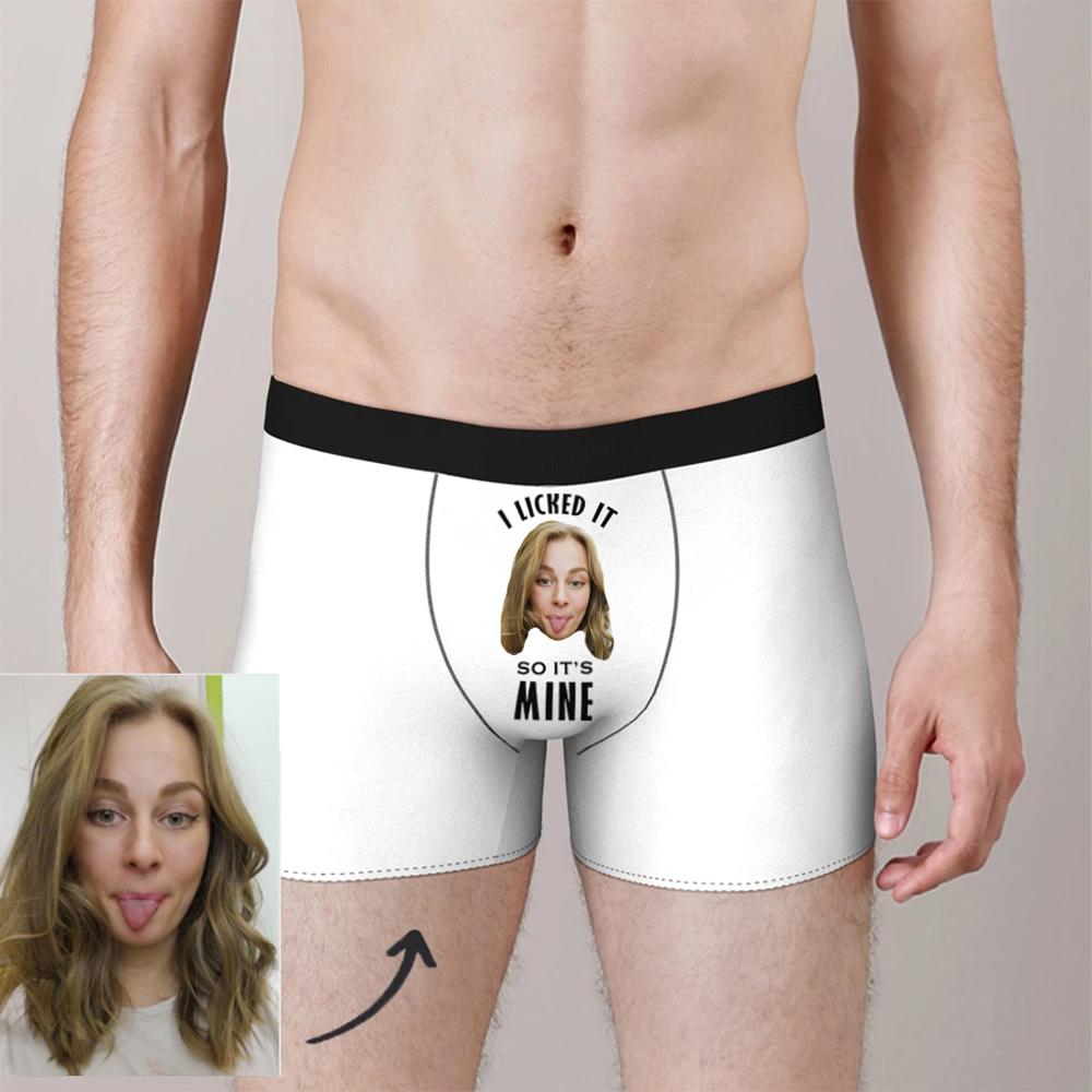 Custom funny face photo boyfriend boxers On Body Valentines Day husband briefs funny Christmas funny men's shorts underwears