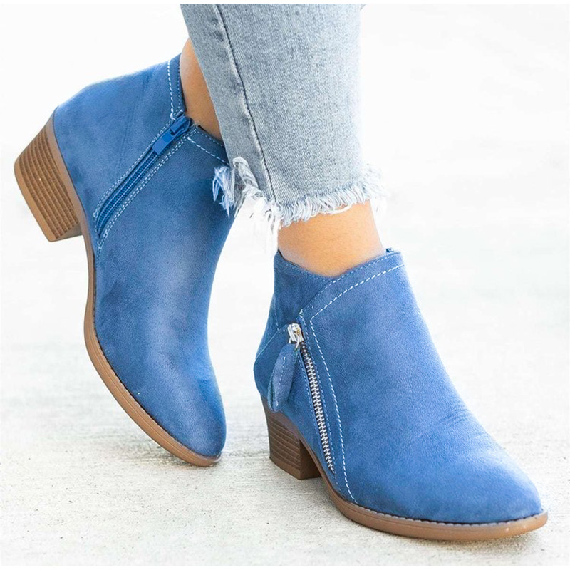Women's Boots Suede Ladies Shoes Chunky Heels Female Ankle Boots Platform Plus Size Woman Classic Spring 2021 Pointed Toe New