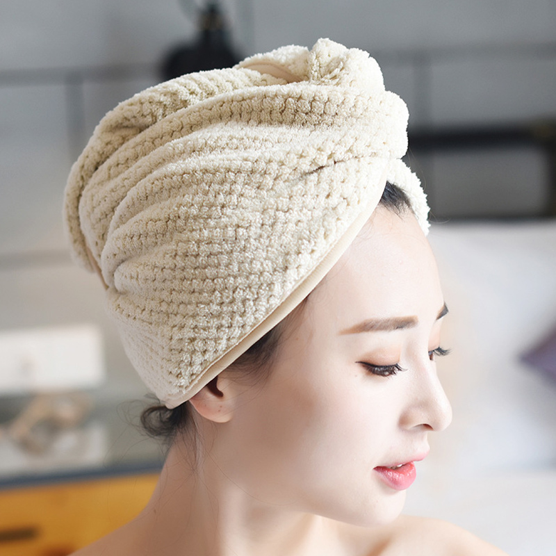 Micro Fiber Hair Towel Hair Drying Towels Quick Magic Dry Hat Cap Twist Head Towel with Button SAL99