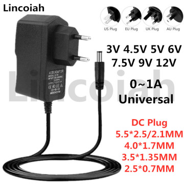 Lincoiah Power Adapter DC 3V 4.5V 5V 6V 7.5V 9V 12V AC100-240V Universal Converter Supply for LED Strip Light CCTV Camera