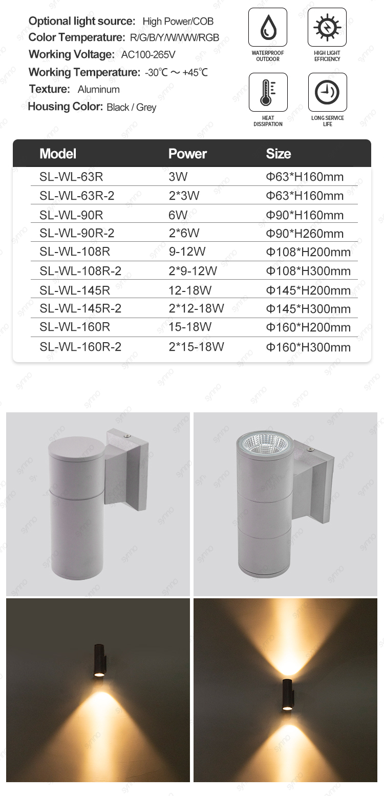 up and down led wall light