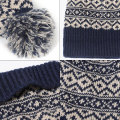 Women's Pompom knit Hat, Winter Hat, Fluffy Outdoor Warmth Cap, Natural Pompon Cotton, Female Beanie, Comfortable Elastic Design
