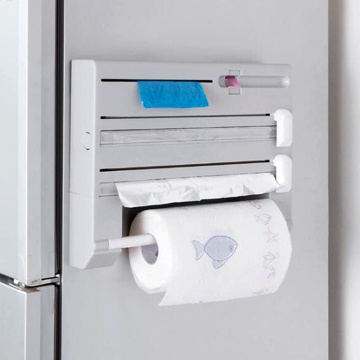 6 In 1 Wall Mounted Paper Towel Rack Tissue Film Preservative Holder Wrap Tin Foil Dispenser Storage Organizer For Kitchen