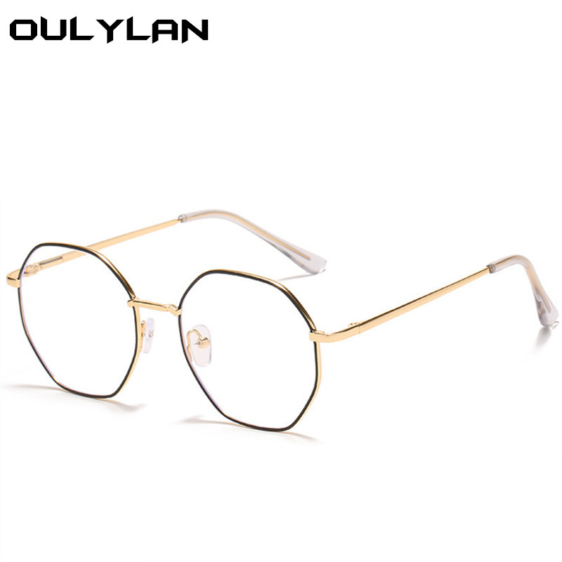Oulylan Finished Myopia Glasses Women Men Blue Light Blocking Short Sight Eyewear Polygon Computer Prescription Eyeglasses -1.5