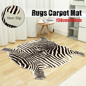 130x150cm Soft Faux Zebra Print Rug Animal Printed Carpet Antiskid Mat Throw Rug for Living Room Tile Lounge Room Office