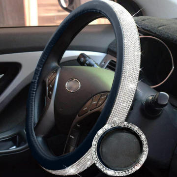 38CM Car Steering Wheel Covers Bling Crystal Rhinestone Auto Steering Wheel Covers Protectors For Women Girls Car Accessories