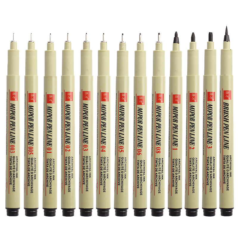 Pigma Micron Pen Pigment Liner Needle Soft Brush Drawing Pen lot 003 005 01 02 03 04 05 08 1.0 2.0 3.0 Art Markers Sketching Pen