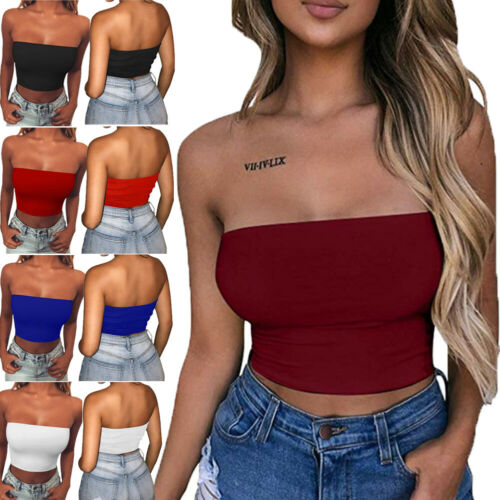 Women Sexy Casual Tank Top Sleeveless Summer Crop Tube Tops T Shirt Cami Tops