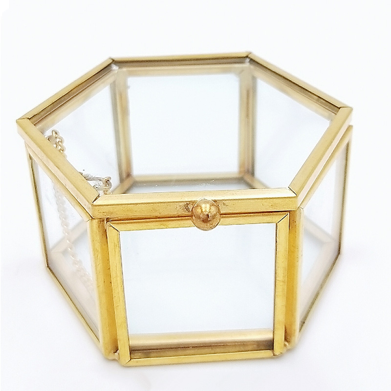 Storage Box Vintage Geometrical Glass Jewelry Box Retro Earring Ring Flower Plants Display Box Case Wedding makeup organizer