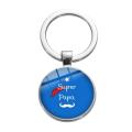 Dad Print Cute Keychain I Love My Papa Funny Pattern Crystal Round Key Chain for Men Car Keyring Idea Gift Bag Keyholder Tag