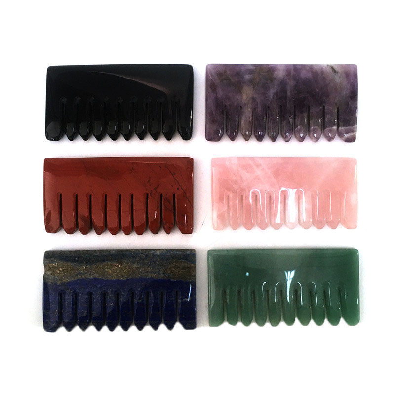 free shipping wholesale natural rose quartz jasper amethyst comb crystal healing scalp massage combs guasha tool customizable ww