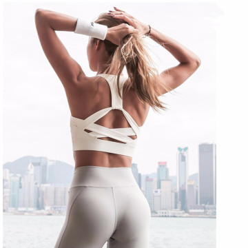 Women Sexy Sport Bra Strap Crop Top Running Fitness Clothing Yoga Gym Bra Padded Push Up Sports Bra High Impact Support Tops