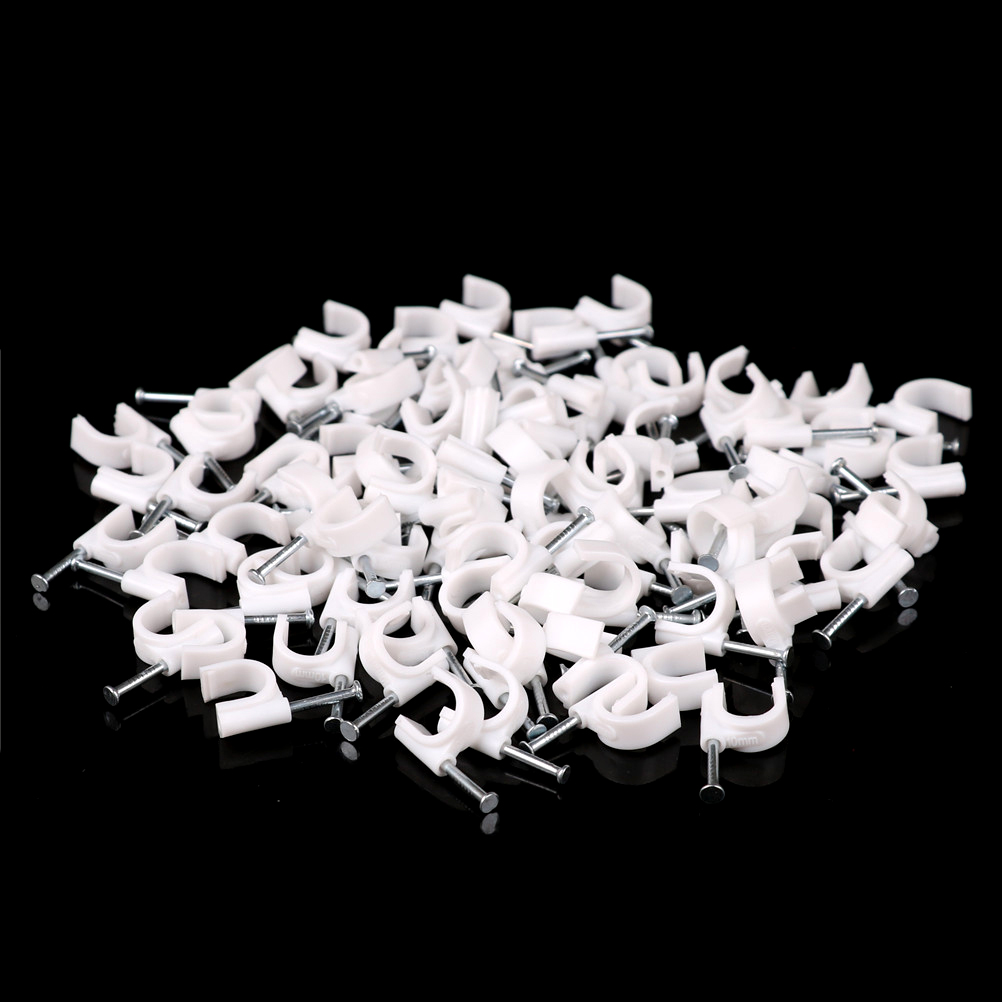 100PCS/Bag White Clips Round White Circle Cable Clips 10MM Circle Path Cable Nail Wire