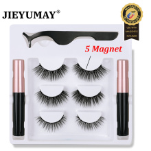 JIEYUMAY 3d Magnetic Lashes 3 pairs Magnetic Eyelashes and Eyeliner Set Natural Long In Bulk Wholesale Magnetique Tweezer Kit