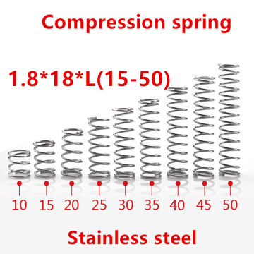 10pcs/lot 1.8*18*10/15/20/25/30/35/40/45/50mm spring 1.8mm stainless steel Micro small Compression spring