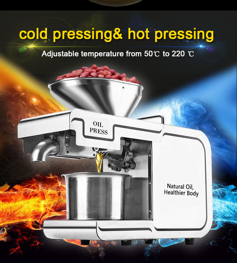 220VHeat and Cold home oil press machine pinenut, cocoa soy bean olive oil press machine high oil extraction rate