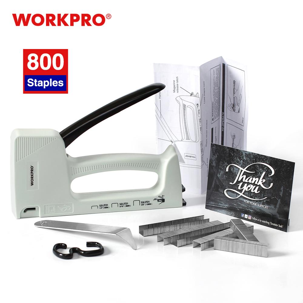 WORKPRO Light Duty Nail Gun Manual Staple Gun Furniture Nailer Plastic Stapler with 800 Staples 6mm/8mm/10mm and Staple Remover