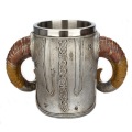 Retro Resin Stainless Steel Beer Mug Skull Knight Halloween Coffee Cup Creative Tea Mug Pub Bar Decoration