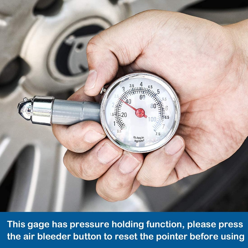 Small Tire Pressure Gauge 10-100PSI, Accurate Mechanical Zinc Alloy Air Gage for Motorcycles,Cars,SUV ATV