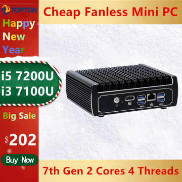 Intel Core i5 7200U /i3 7100U Fanless Pfsense Mini PC 6 Intel LAN DDR4 Ram 4G AES-NI Linux Firewall PC Soft Router Network Serve