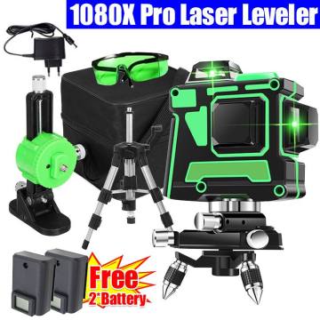 12 Lines 3D Laser Level Self-Leveling 360 Horizontal And Vertical Powerful Green Laser Beam Line Laser Level with Bracket/Tripod