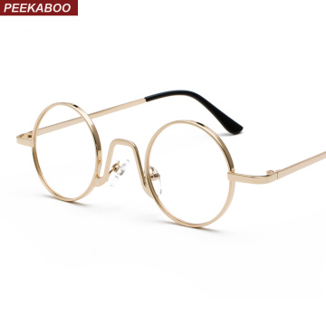 Peekaboo woman small glasses frame men vintage 2019 gold retro round circle metal frame eyeglasses decoration nerd