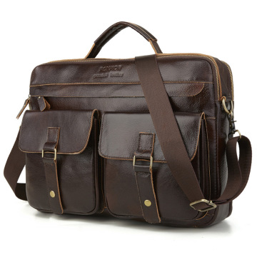 Men's Briefcase Bag Men's Genuine Leather Laptop Bag Business Tote for Document Office Portable Laptop Shoulder Bag