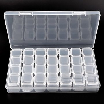 28 Slots Clear Plastic Empty Nail Art Decoration Storage Case Box Nail Glitter Rhinestone Beads Accessories Container Nail Tool