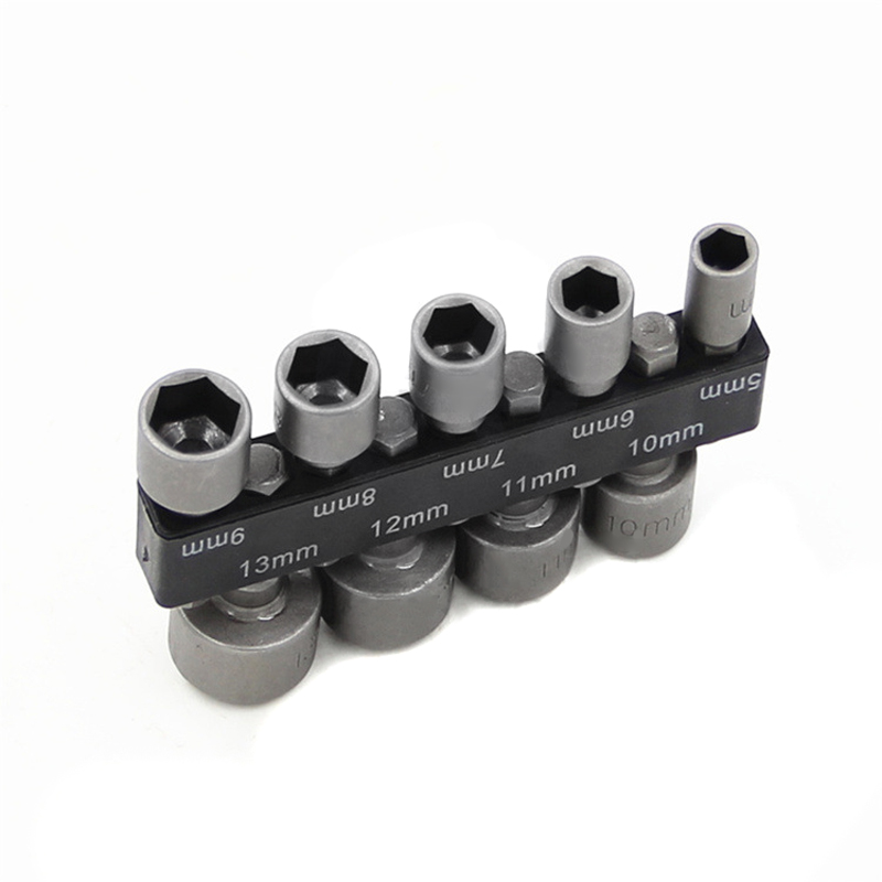 9Pcs 1/4" Hex Shank Power Nut Driver Drill Bit Socket Wrench Screw 5-13mm Nut Driver Set Socket Adapter