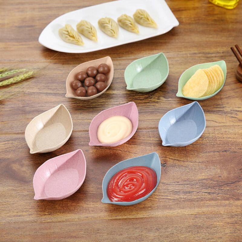 Wheat Multipurpose Seasoning Bowl Leaf Heart Shape Bowl Platos Plates Snack Dish Sauce Kitchen Tools Cocina Tableware Tray