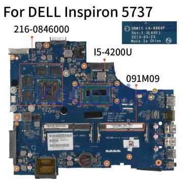 KoCoQin Laptop motherboard For DELL Inspiron 5737 I5-4200U Mainboard CN-091M09 091M09 LA-9984P SR170 216-0846000 2GB DDR3