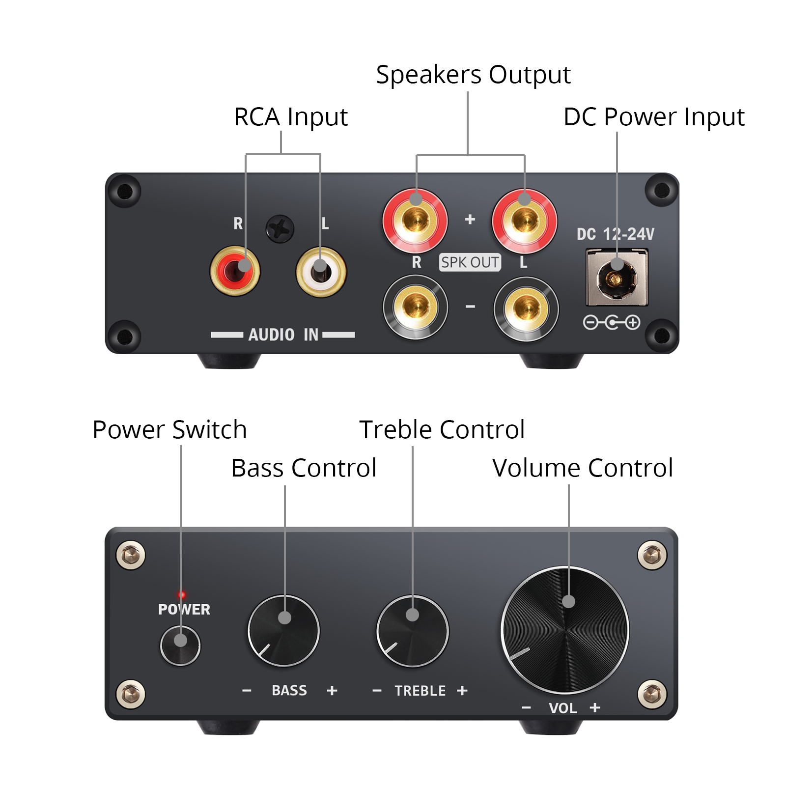 Neoteck 2 Channel Stereo Audio Amplifier Mini Hi-Fi Class D Integrated Amp Digital Power Amplifier Treble Control 50W