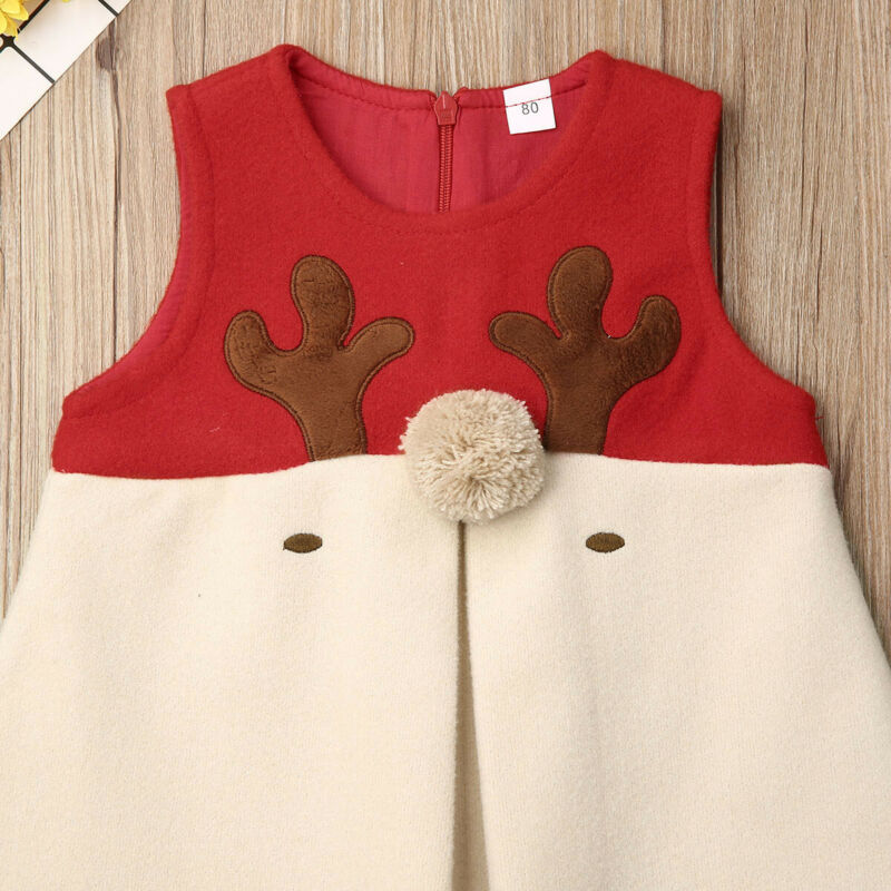 Emmababy Newborn Baby Girls Kids Hairy Christmas Xmas Vest Antlers Tops Cotton Clothes Baby Girls Cartoon Waistcoats 1-5 Years